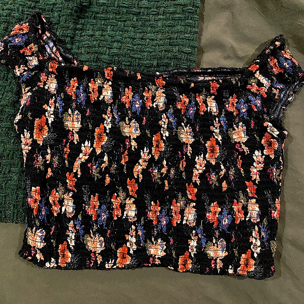 Hollister Smocked Floral Crop Tank